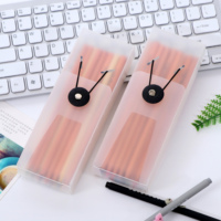 Étui à crayons personnalisé pour enfants en plastique PP, style simple, surface givrée semi-transparente, mignon, pour l'école et le bureau