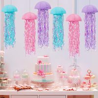 Décoration d'anniversaire sirène, lanterne en papier méduse rose, lavande, bleue, lanterne suspendue pour fête prénatale sirène, thème océan