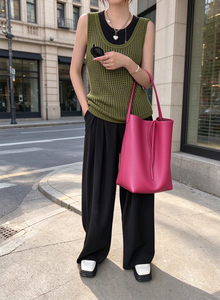 Bolsos de Mano de Gran Capacidad para Mujer, de Cuero PU, Tipo Cubo, con Cierre de Cremallera, Suaves, Casuales, Vintage, de Moda - Product Image 5