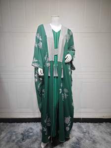 Abito Musulmano da Donna di Alta Qualità, Stile Vintage per Eid, 100% Cotone, Linea A, Lungo, Alla Moda con Perline e Rete, per Autunno ed Estate - Product Image 6