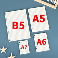 Pages intérieures détachables pour agenda scolaire GF, formats A5, A6, A7, B5, recharges à feuilles mobiles, 6 trous, quadrillé, ligné, papier d'insertion multi-usage pour carnet