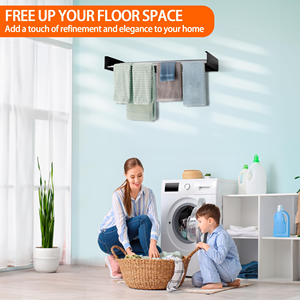 Household Wall Mounted Collapsible Clothes Drying Rack Hanger Retractable Space Saver Foldable <b>Laundry</b> Drying Rack - Product Image 3