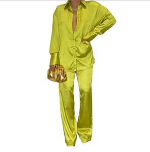 2023 nuovo Design Casual stampato camicia pantaloni larghi vestito due pezzi pantaloni Set donna abiti donna due pezzi - Product Image 1