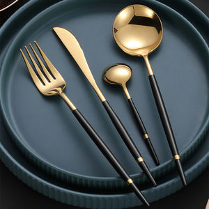 Cuchara de acero inoxidable de <span class=keywords><strong>Portugal</strong></span> de alta calidad, tenedor y cuchillo, juego de cubiertos de oro a granel - Product Image 5