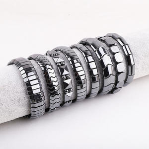 Nuevo Diseño de Pulsera Elástica Ancha y Pesada de Hematita de Piedra Natural para Hombre JBS12892 - Product Image 1