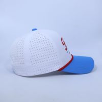 Gorra Deportiva de Béisbol Personalizada con Corte Láser, Bicolor Blanco y Azul Cielo, Perforada, de Secado Rápido, para Golf