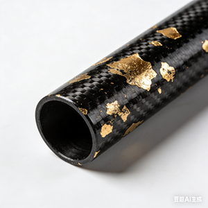 SHENYU 3K Carbon Fiber Tube with Gold Foil Inlay 5mm <b>Thickness</b> Luxury Glossy Finish - Product Image 4
