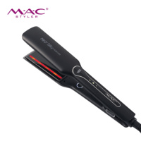 Lisseur de cheveux professionnel MAC 2 en 1 à chauffage rapide, infrarouge, noir, avec écran tactile personnalisé