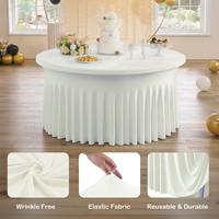 Housse de table blanche de 60 pouces, en spandex tissé épais de qualité supérieure, nappe ronde extensible pour la décoration de mariage, de restaurant et de banquet