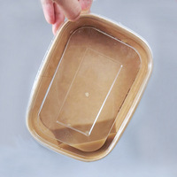 Boîte à lunch jetable en papier kraft moderne avec couvercle transparent léger pour la restauration rapide, les sushis et les desserts à emporter