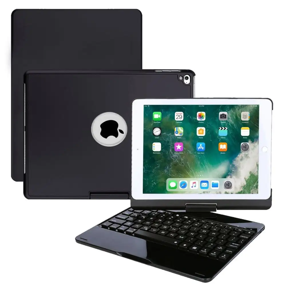 Wireless Keyboard Case for iPad 9.7 360 Degree Rotating folding Keyboard Tablet Cover with Pencil Holder