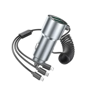 USB C hızlı araba şarjı araba şarj ile 3 in 1 şarj kablosu 17W çift bağlantı sigara çakmak adaptörü kablosu