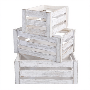 Juego de 3 Cajas de Almacenamiento de Madera Pulida Estilo Rústico Vintage Decorativo al por Mayor, Forma Personalizada Multifuncional - Product Image 4