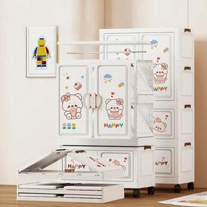 Nhiều Lớp Gấp nhựa Stackable tủ trẻ em 5 lớp + đôi cửa tiết kiệm không gian nhựa có thể gập lại tủ quần áo - Product Image 4