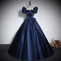 Robe de Soirée d'Été Haut de Gamme en Satin, Coupe Trapèze et Col V pour Femme, Longueur Ras du Sol, Couleurs Bonbon, Robe Tutu pour Performance Scénique Solo et Chant Artistique