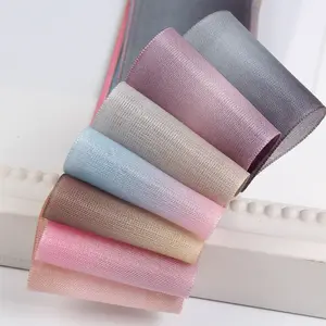 Groothandel Koreaanse Enkele Gezicht Gradiënt Multi-color Chiffon Lint Voor Haar Boog Materiaal Bloemen Cadeau Verpakking Lint