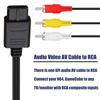 Câble audio-vidéo RCA composite de 1,8 m (6 pieds) Plug & Play pour Nintendo 64 N64 Gamecube GC Super Nintendo SNES Console de jeu rétro