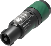 Connecteur Speakon 4 pôles Neutrik NL4FXX-W-L 37A avec bornes à vis, boîtier PA6/TPE pour systèmes audio professionnels