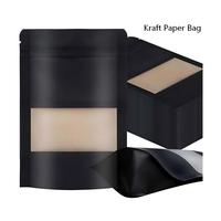 Groothandel Zwarte Kraft Papier Stand-up Pouches Vochtbestendige Voedselverpakkingszakken PE Ritssluiting voor Thee Koffiebonen Gedroogd Fruit