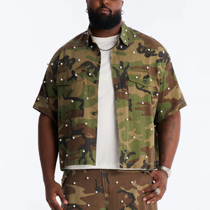 Completo Estivo di Alta Qualità: Camicia Traspirante a Maniche Corte e Pantaloncini <span class=keywords><strong>Bermuda</strong></span>, Set Due Pezzi Oversize Mimetico per Uomo - Product Image 2