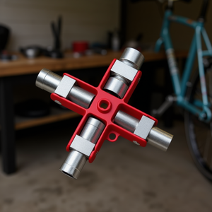 Juego de llaves hexagonales de 4 vías con cabeza cruzada, herramienta de llave Allen para mantenimiento de bicicletas - Product Image 3