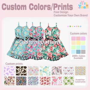 Robe personnalisée Robe d'été sans manches à imprimé floral pour filles Robes décontractées avec ourlet à volants et <span class=keywords><strong>ceinture</strong></span> Vêtements pour filles de 0 à 6 <span class=keywords><strong>ans</strong></span> - Product Image 2