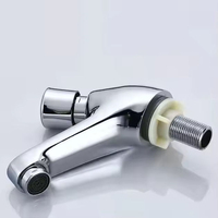 Robinet de lavabo commercial en laiton massif à fermeture automatique, à commande manuelle, temporisé, eau froide uniquement, pour projets de toilettes publiques