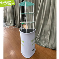 Comptoir de promotion portable avec écran pop-up rapide, présentoir d'exposition portable avec panneaux d'affichage de différentes formes