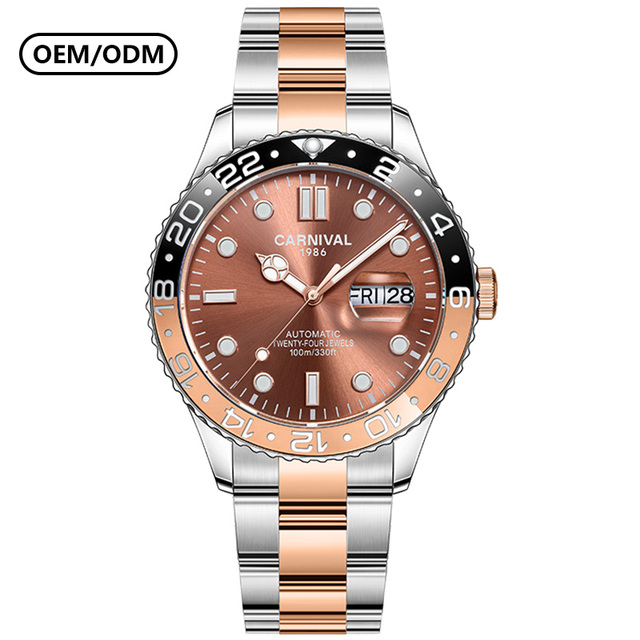 I&W CARNIVAL Luxury Automatic Diver Mechanical Watch Men 100m 41mm Seiko Movement Sport Business Style Power Reserve