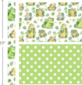 Original green giraffe duck dinosaur koala lion <b>animal</b>-themed <b>wrapping</b> <b>paper</b> - Product Image 5