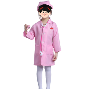 लड़कियों के स्कूल करियर दिवस अस्पताल के लिए थोक गुलाबी नर्स वर्दी लैब कोट - Product Image 1