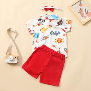 ขายส่งเสื้อเชิ้ตเด็กผู้ชายลายดอกไม้ฤดูร้อนสีแดงแบบลำลองจากจีน - Product Image 2