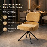 Chaise de salle à manger pivotante moderne, fauteuil rembourré en tissu bouclé, base pivotante en métal, restaurant, hôtel, café, bistrot, salon de thé