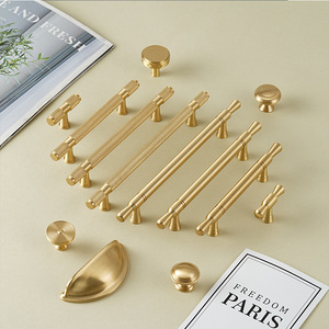Modern Minimalist Retro Style All Copper 96mm Size Light Luxury Wardrobe <strong>Door</strong> Handle <strong>Gold</strong> Brass <strong>Knob</strong> for Kitchen Use - Product Image 4