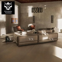 2025 italien de luxe salon noyer cadre Beige tissu canapé ensemble appartement modulaire haute densité mousse grand panoramique