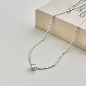 Dlyam Top Picked 2024 Valentine's Day Gift <b>Solid</b> Sterling <b>Silver</b> Solitaire 5A Diamond Cubic Zirconia Pendant <b>Necklace</b> for Women - Product Image 3
