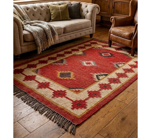 Red Southwestern Handmade Wool Jute Runner <b>Rug</b> <b>Tribal</b> Geometric Kilim Carpet Boho Farmhouse Floor Decor for Hallway Entryway - Product Image 1