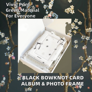 Cadre <span class=keywords><strong>photo</strong></span> <span class=keywords><strong>carré</strong></span> portable noir en PU écologique avec nœud papillon, album à cartes à grille unique, impression numérique 4 couleurs, petit format très tendance - Product Image 2