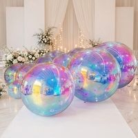 Ballon miroir gonflable coloré pour décoration de mariage, boule miroir suspendue gonflable multicolore