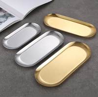 Plateau de rangement doré en acier inoxydable, présentoir pour bijoux de fruits, organisateur de meubles de cuisine, support de rangement pour toilettes en métal