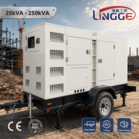 Groupe électrogène diesel silencieux mobile sur remorque 25kVA 30kVA 40kVA 50kVA 60kVA 100kVA 150kVA 200kVA 250kVA pour utilisation sur chantier