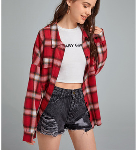 2026 Fashion Women Plaid Shirt Chic Checked Blouse Long Sleeve Print Shirts Loose Casual Outwear Vintage <strong>Checkered</strong> <strong>Tops</strong> - Product Image 3