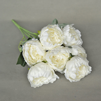 Buket Bunga Peony Sutra 7 Tangkai Warna Ivory Realistis, Laris Manis, Dekorasi Pernikahan & Rumah 40cm, untuk Hari Ibu