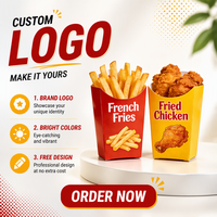 Boîtes à frites en papier personnalisées en gros, emballages alimentaires à ouverture supérieure pour frites, poulet frit, fournitures pour restaurants de restauration rapide