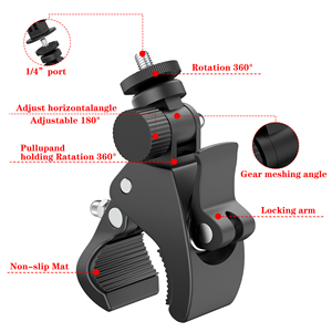 Support de fixation pour <span class=keywords><strong>guidon</strong></span> de vélo, rotation à 360°, pince à griffes de crabe pour caméra d'action <span class=keywords><strong>GoPro</strong></span> Insta360 DJI Osmo, clip pour vélo et moto - Product Image 4