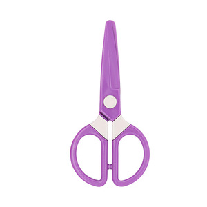 Tijeras de plástico para niños, color rosa y morado, 5 pulgadas, hoja recta, herramientas de corte de papel con certificación de seguridad - Product Image 4