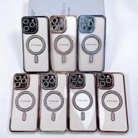Coque de téléphone transparente magnétique avec protection d'objectif scintillante pour iPhone 18 Pro Max 17 Pro Max 16 15 14