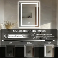 Miroir de salle de bain à LED au design moderne avec interrupteur tactile, 3 niveaux de gradation, rétroéclairé, rectangulaire, mural, miroir cosmétique