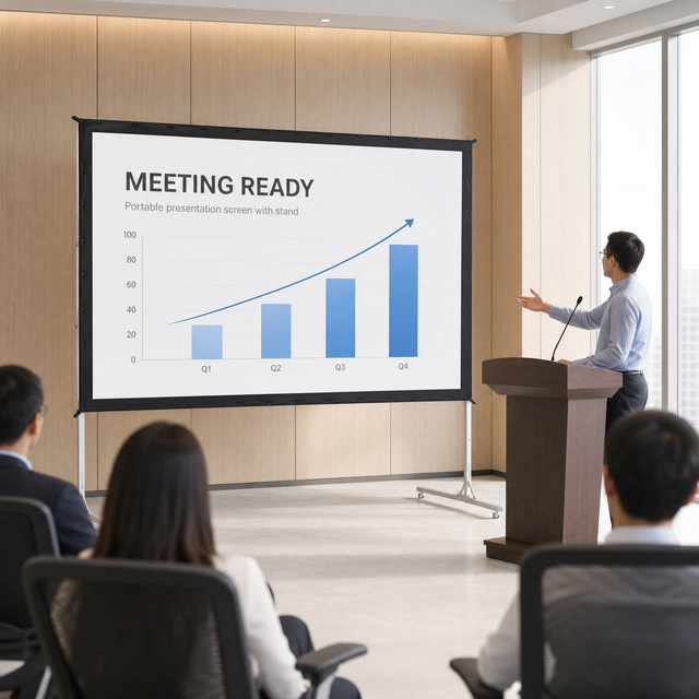 Fast Fold Projection Screen with Stand Portable Tripod Projector Screen Matte White for Office Presentation 100 120 150 Inch