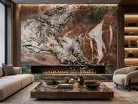 Dalle de quartzite Volupia Maestro polie, incurvée, pour plateau de table à manger, comptoir cascade, panneau mural de douche, dessus de meuble-lavabo
